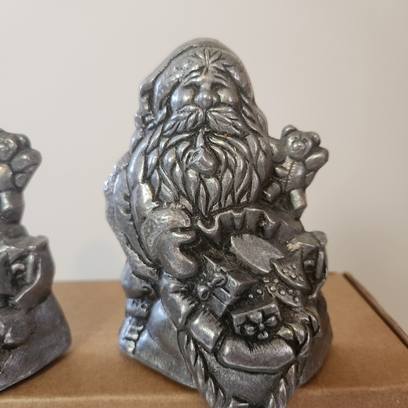 Carson Pewter Santa Christmas Stocking Hanger Silver Tone Vintage Decor Kitsch - Picture 2 of 5